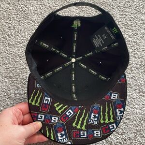 MONSTER Energy Basketball Big 3 Black & Green Flat Rim Hat NWOT